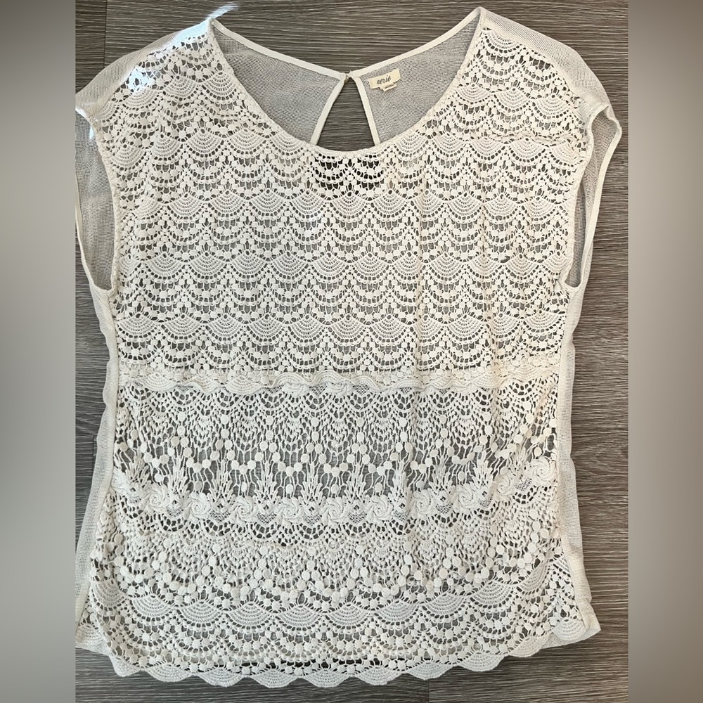Aerie White Lace Shirt